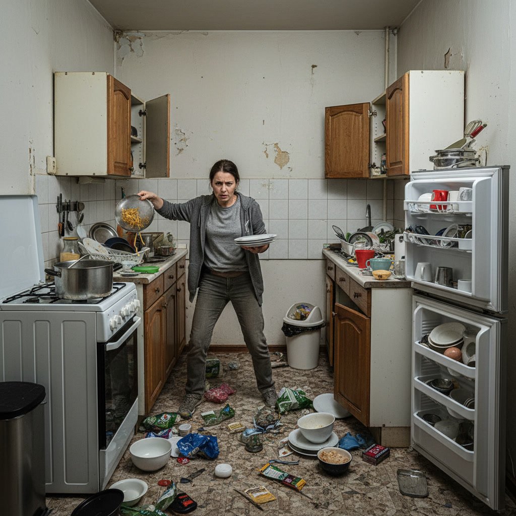 broken kitchen work triangle requiring full remodel