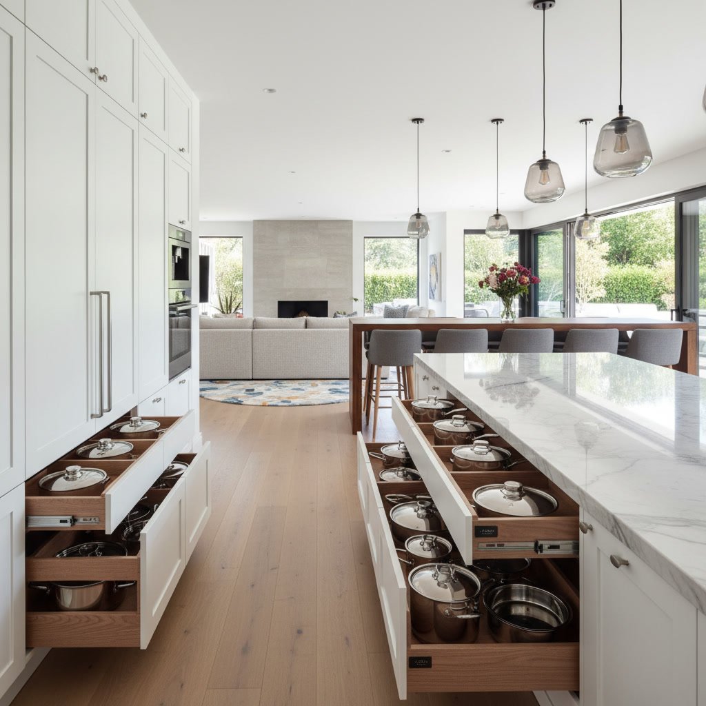 Custom kitchen cabinetry with built-in storage in Centennial home remodel