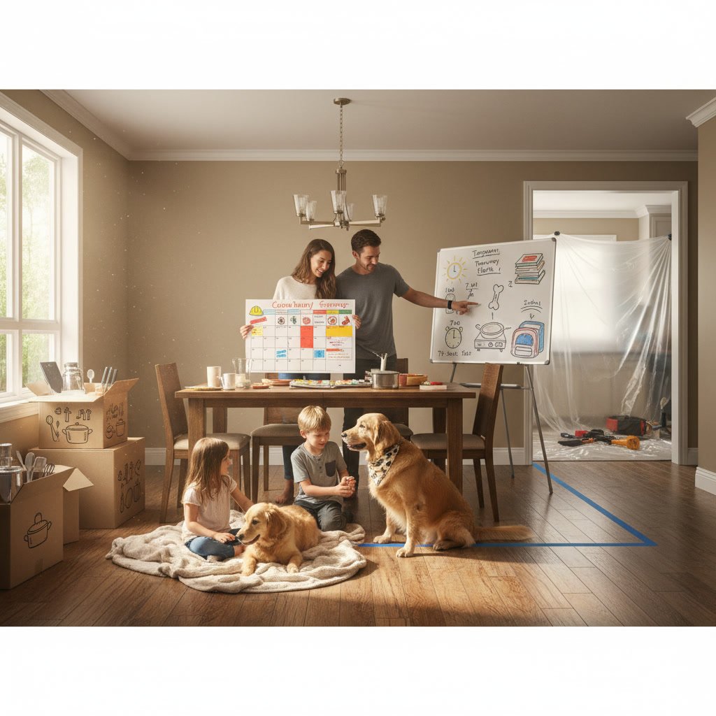Safe home preparation for kitchen remodel with children present