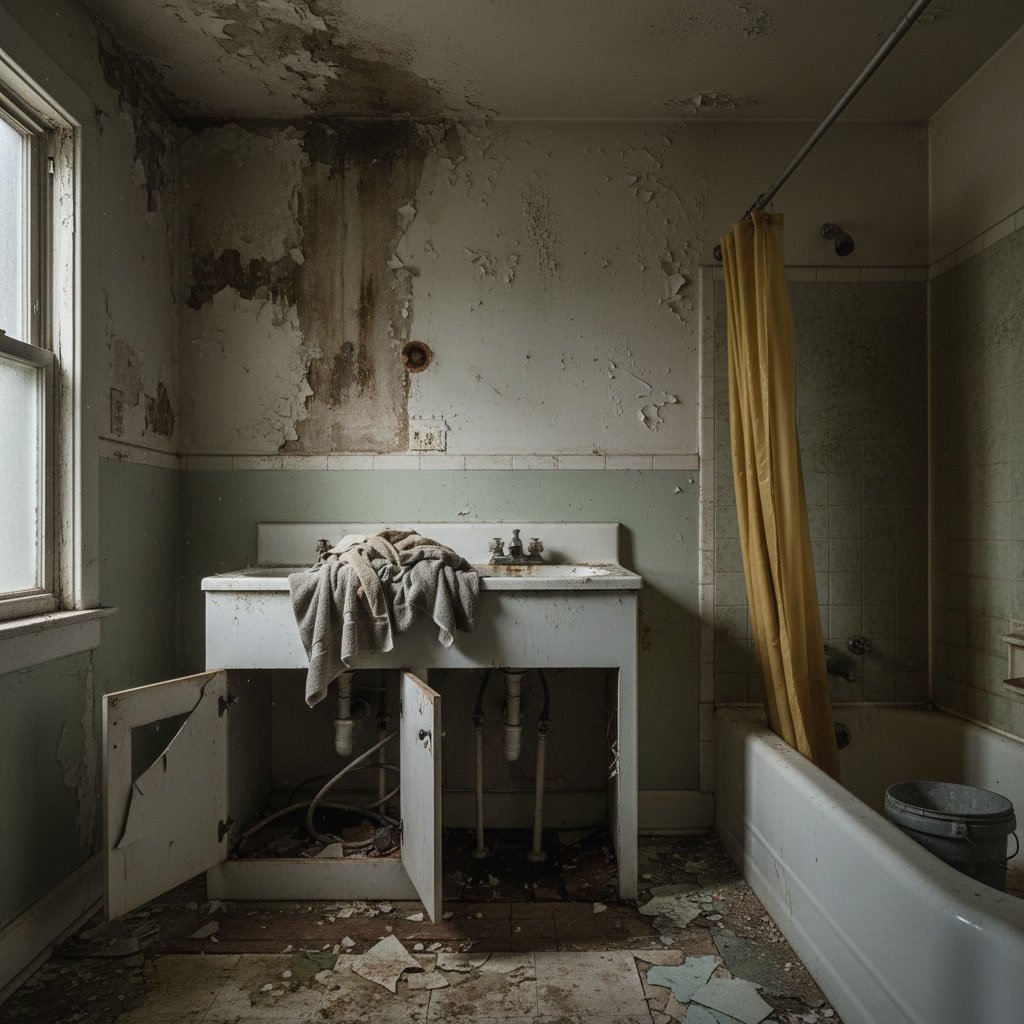 Professional bathroom remodel showing signs of needed renovation work